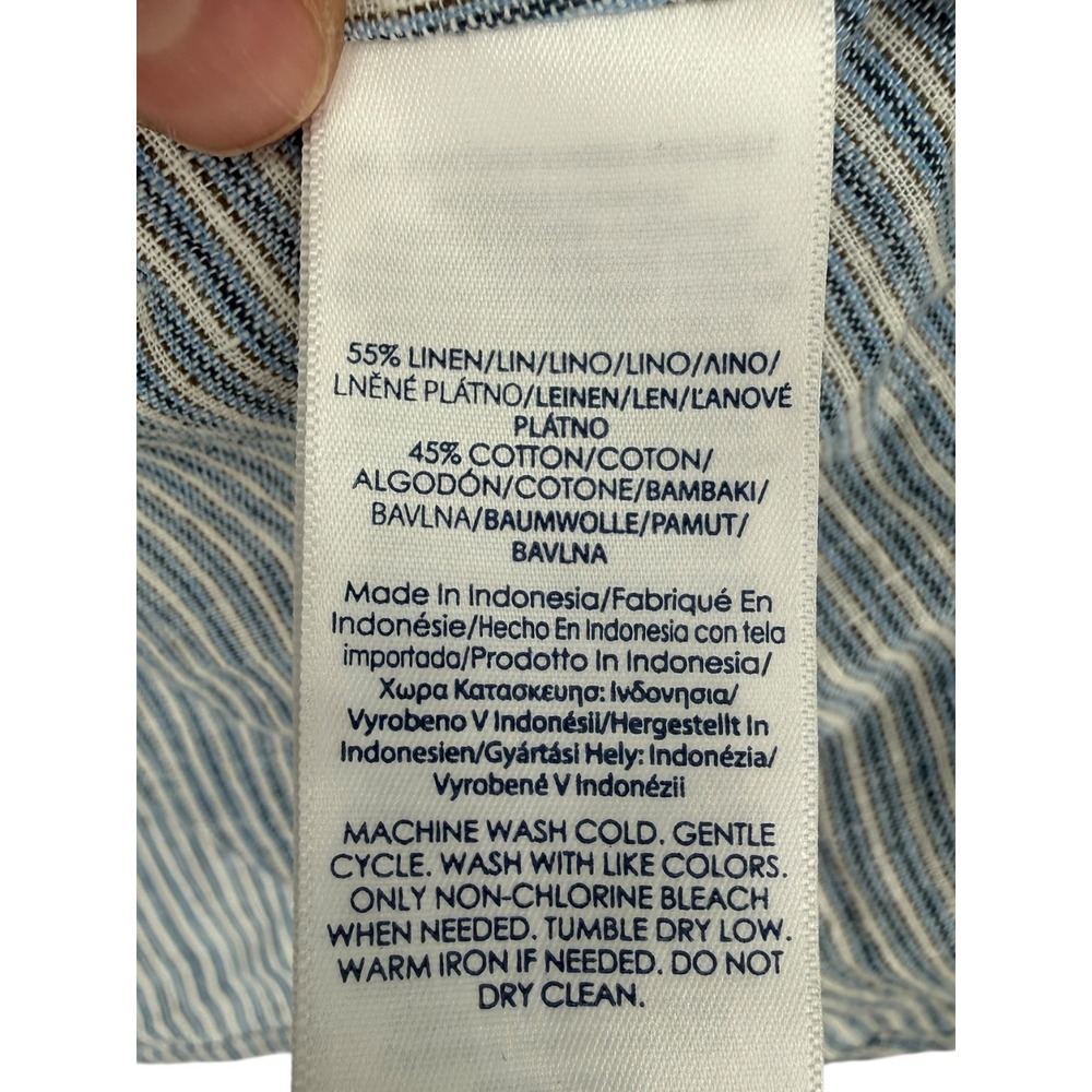 NWT Chaps Womens Cobble Ave Blue White Striped Linen Cotton Henley Shirt Size 3X - Picture 14 of 15